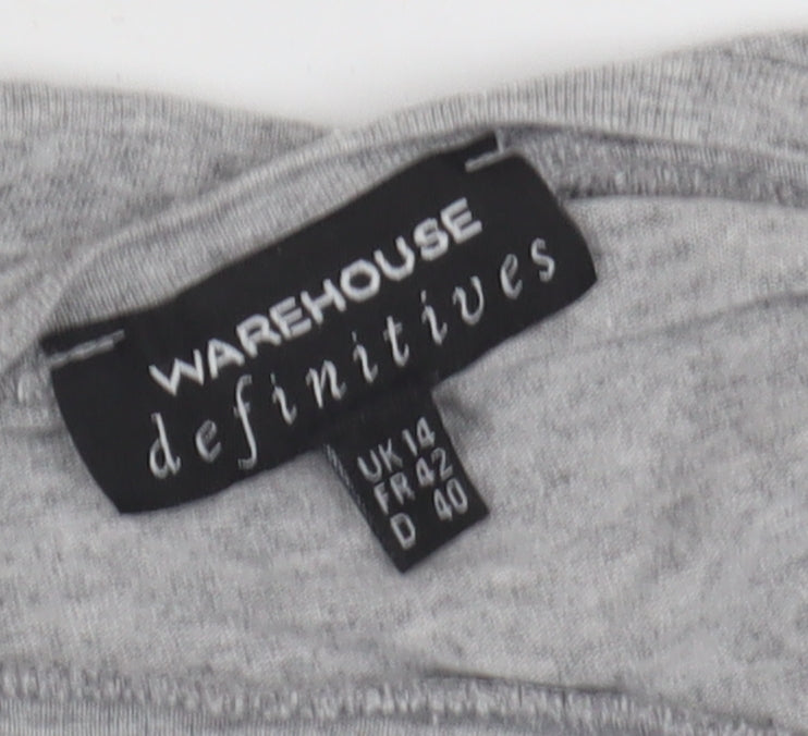 Warehouse Women's Grey 3/4 Sleeve Basic T-Shirt Size 14