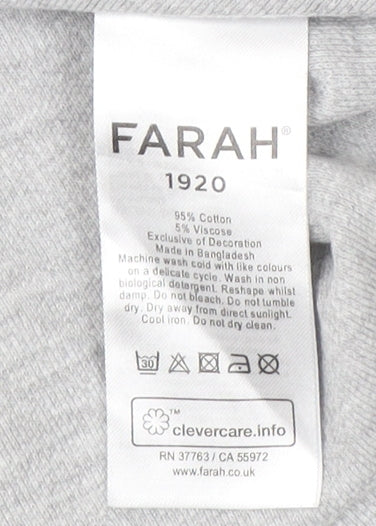 Farah Men’s Grey Crew Neck Long Sleeve T-Shirt, Size L