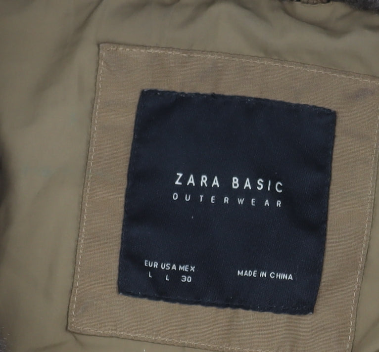 Zara Women's Brown Puffer Jacket, Large, Casual, Autumn/Winter