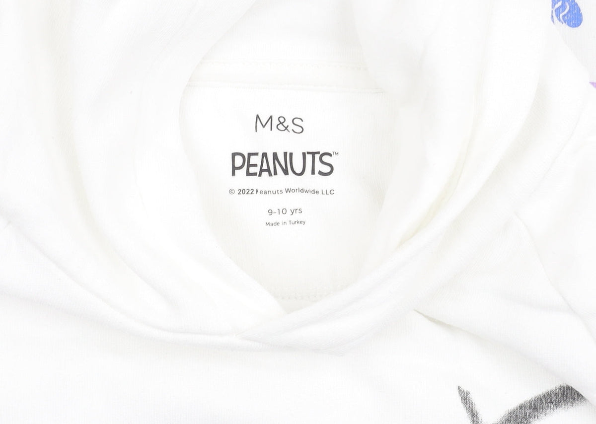 Marks & Spencer Girls White Snoopy Hoodie 9-10 Years
