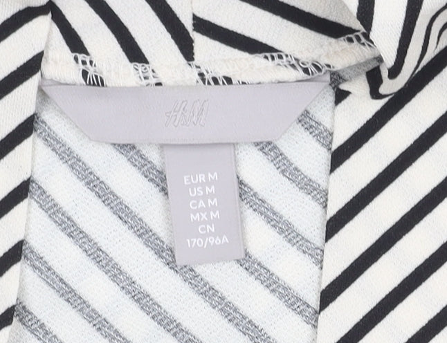 H&M Women's Black Collared Striped Top, Size 12