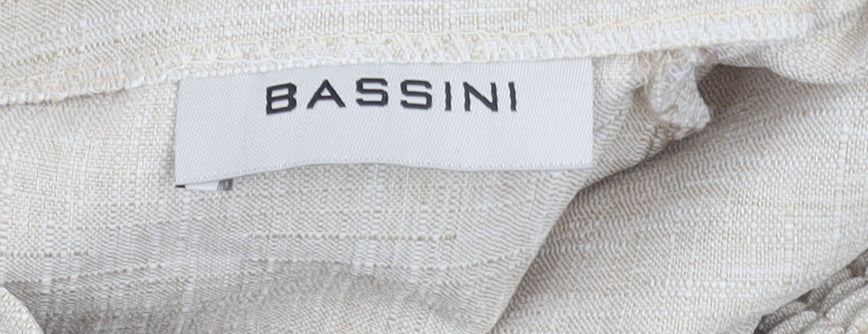 Bassini Women's Beige Trousers, Size 12, Elastic Waist