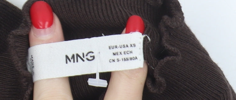 Mango Women’s Brown XS Mock Neck Knit Jumper