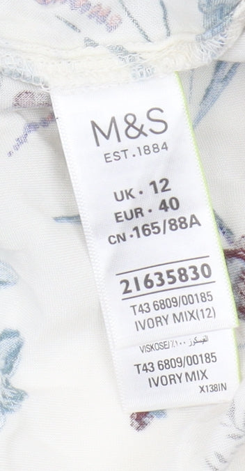 Marks & Spencer Women’s Ivory Floral Blouse Size 12