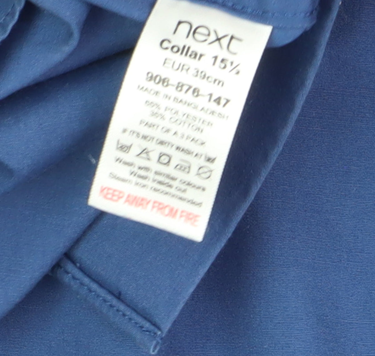 Next Men's Blue Slim Fit Dress Shirt, Size 15