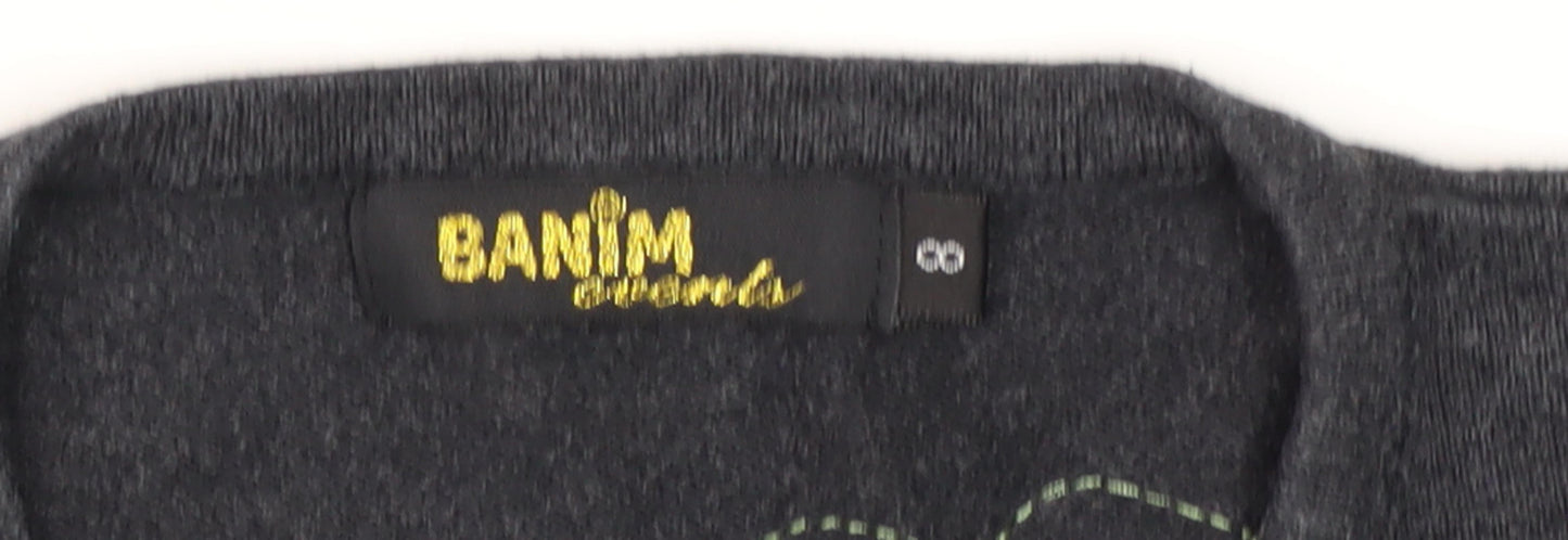 Close-up detail of BANIM girls’ black pullover sweatshirt 8 years with embroidery