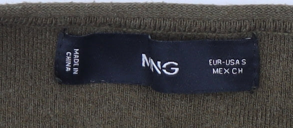 MNG Women's Green Round Neck Jumper Size 8 with Buttons