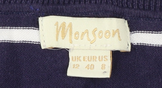 Monsoon Women's Blue Striped Pullover Jumper Size 12