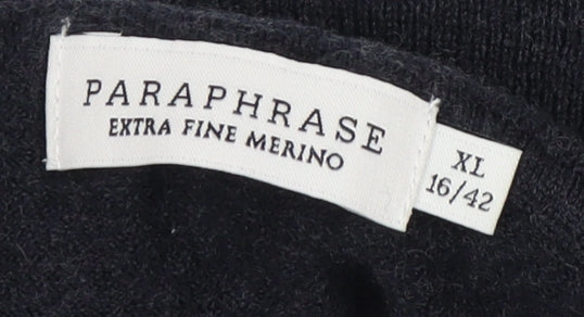 Paraphrase Women's Black XL Striped Roll Neck Pullover