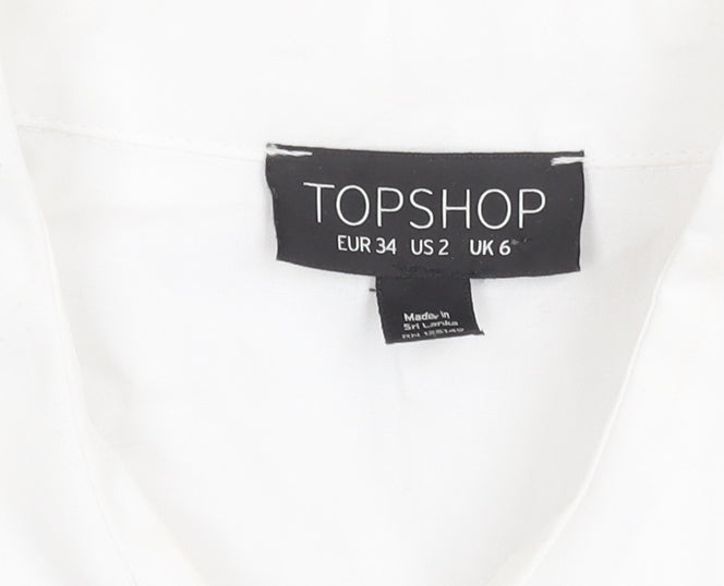 Topshop Women White Cotton Dress - Size 6
