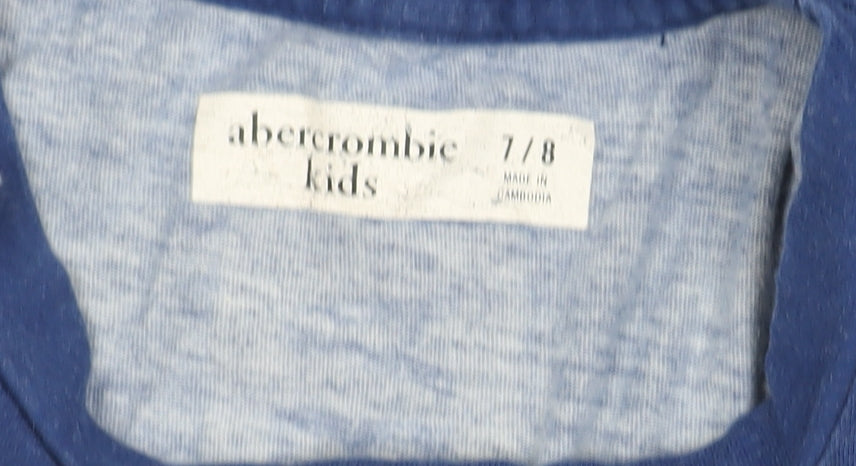 Abercrombie & Fitch Boys Blue Long Sleeve T-Shirt 7-8 Yrs Cotton Logo