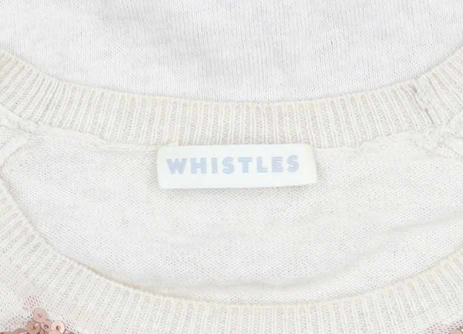 Whistles Women's Ivory Sequin Pullover Jumper Size 6