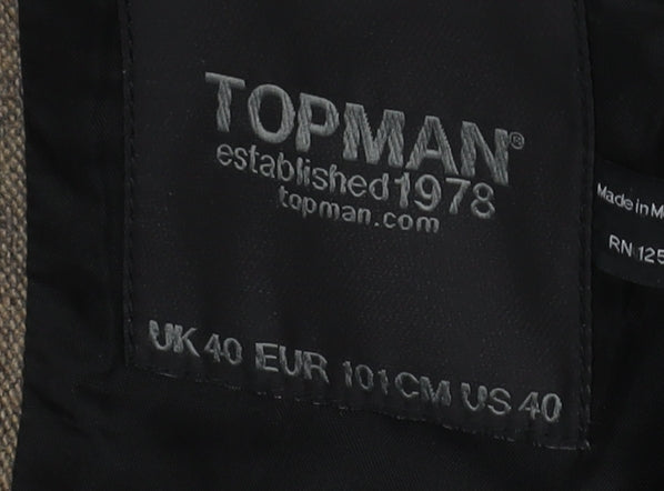 Topman Men's Brown Single-Breasted Blazer 40