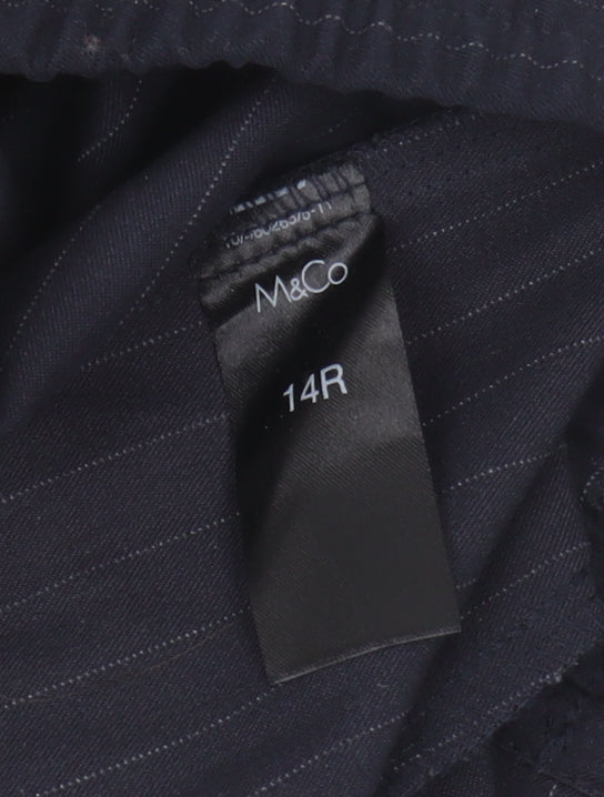 M&Co Women’s Navy Striped Trousers Size 14