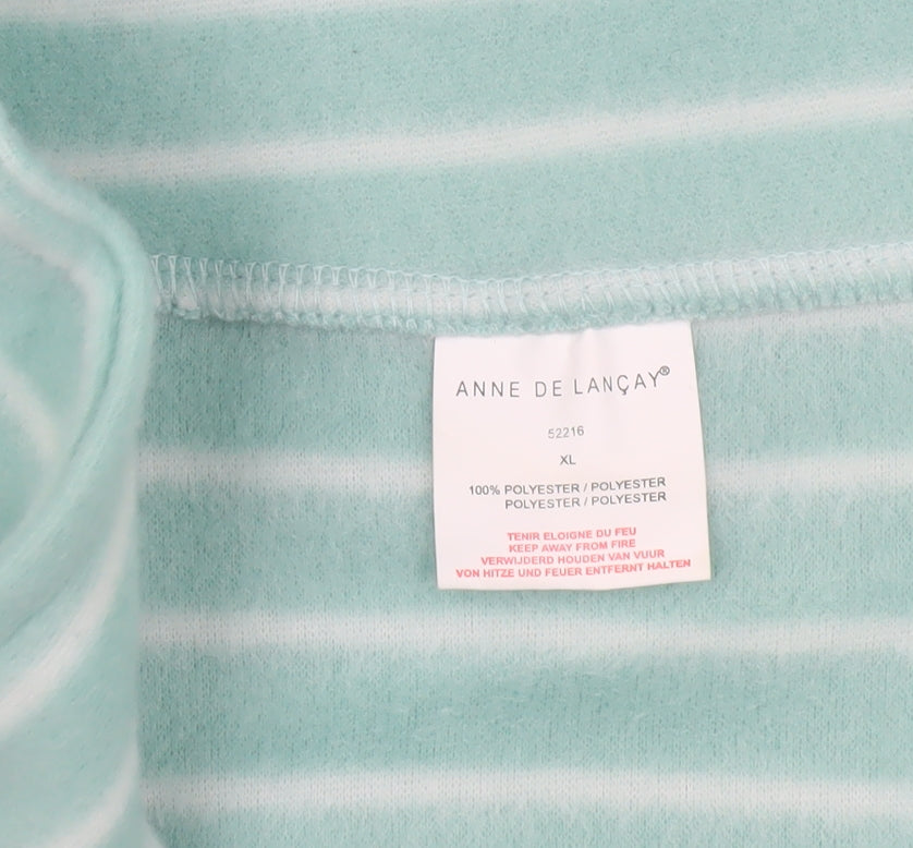 Anne de Lancay Women's Green XL Stripe Fleece Jacket