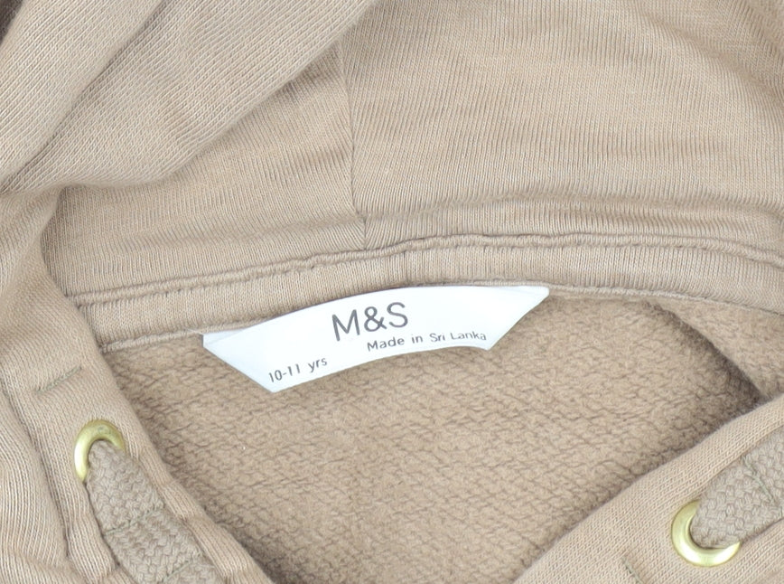 Marks & Spencer Girls Beige Pullover Hoodie 10-11 Years