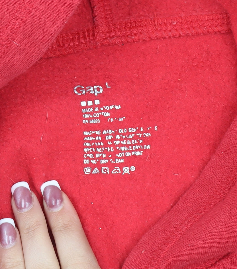 Gap Men's Red Hooded Pullover Hoodie L Sports