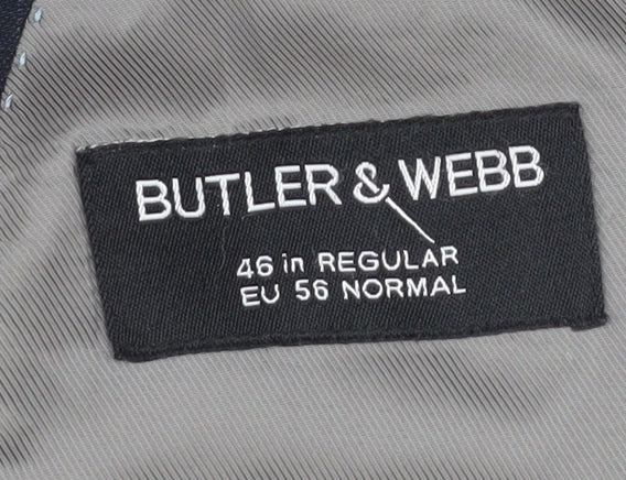 Butler & Webb Men's Blue Blazer, 46 Regular, Classic Fit