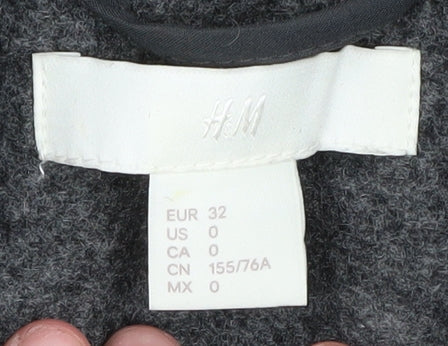 H&M Women's Grey Coat - Size 4, Lined, Autumn/Winter Ready