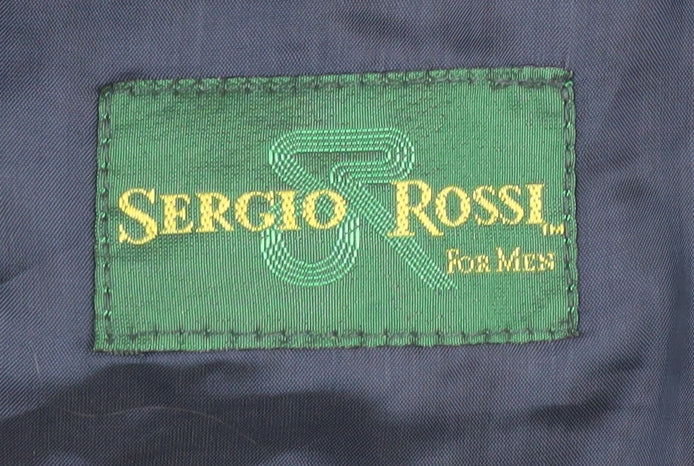 Sergio Rossi Men's Blue Blazer, 38R, Double-Breasted