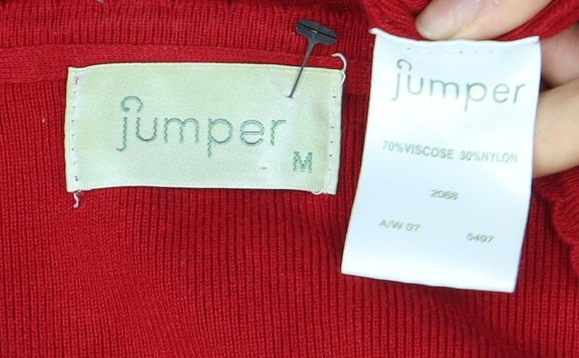 Jumper Women's Red Henley Knit Jumper M