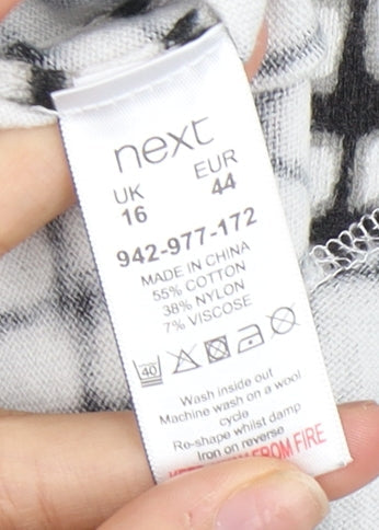 Next Women's Black Geometric Dress, Size 16