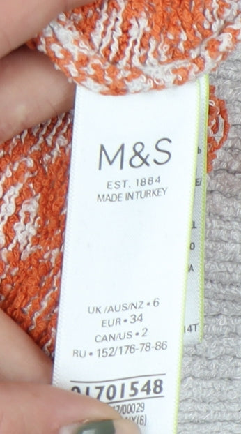 Marks & Spencer Women's Orange Checked Knit Pullover, Size 6