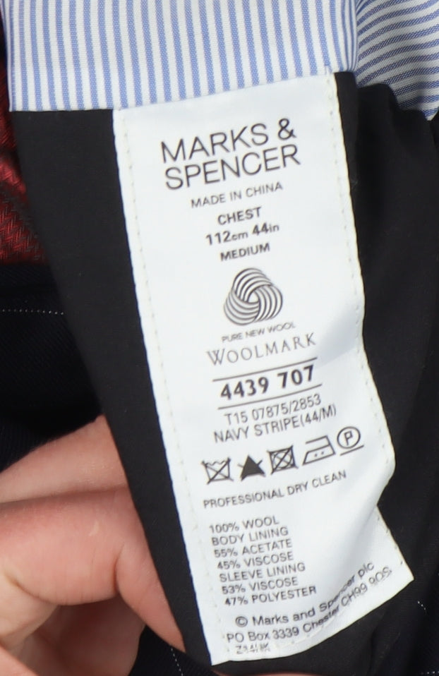 Marks & Spencer Men's Blue Striped Blazer M