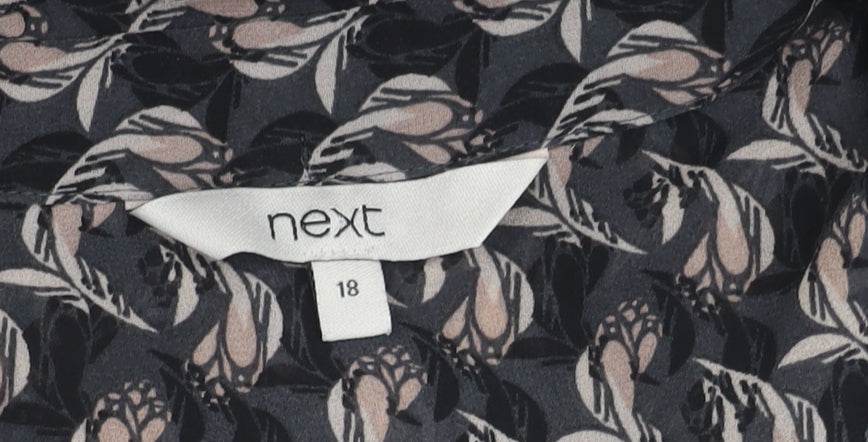 Next Women's Floral Black Blouse - Size 18, Collared