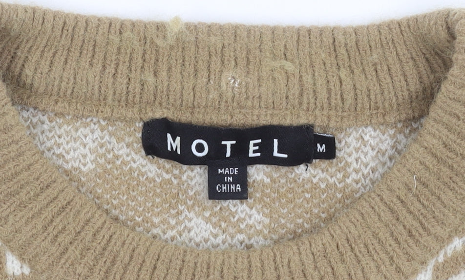 Motel Women's Beige Geometric Pullover Jumper M