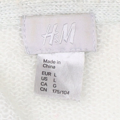 H&M Women's Ivory Pullover Knit Wrap Over Jumper Size L