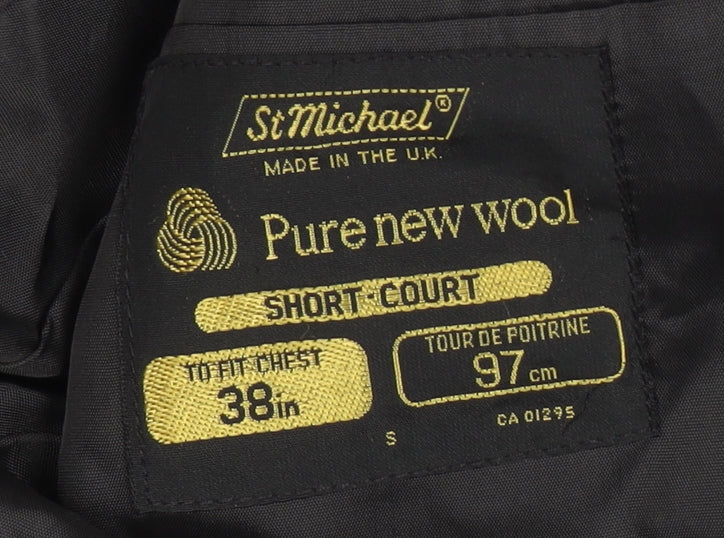 St Michael Men's Grey Wool Blazer Jacket 38S