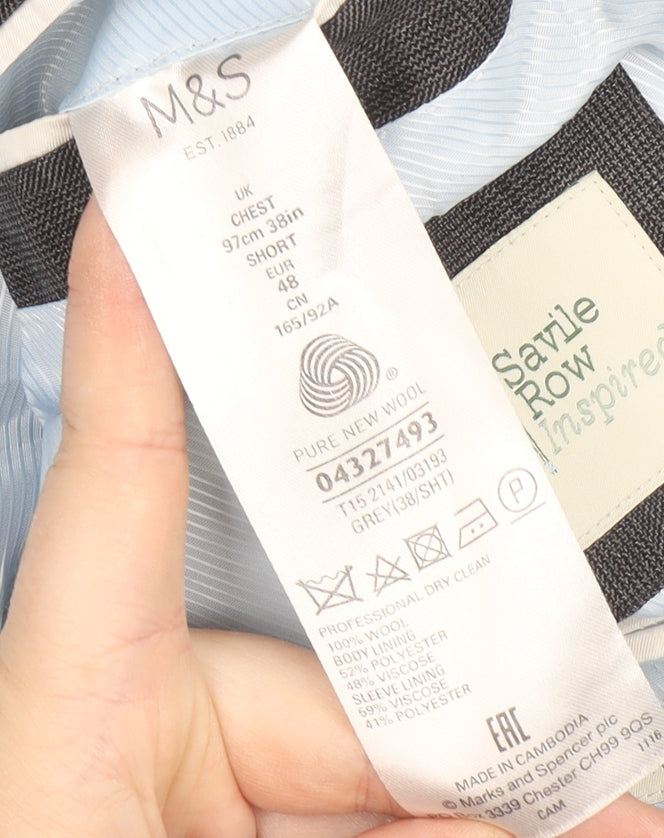 Marks & Spencer Men's Grey Wool Blazer 38 Short
