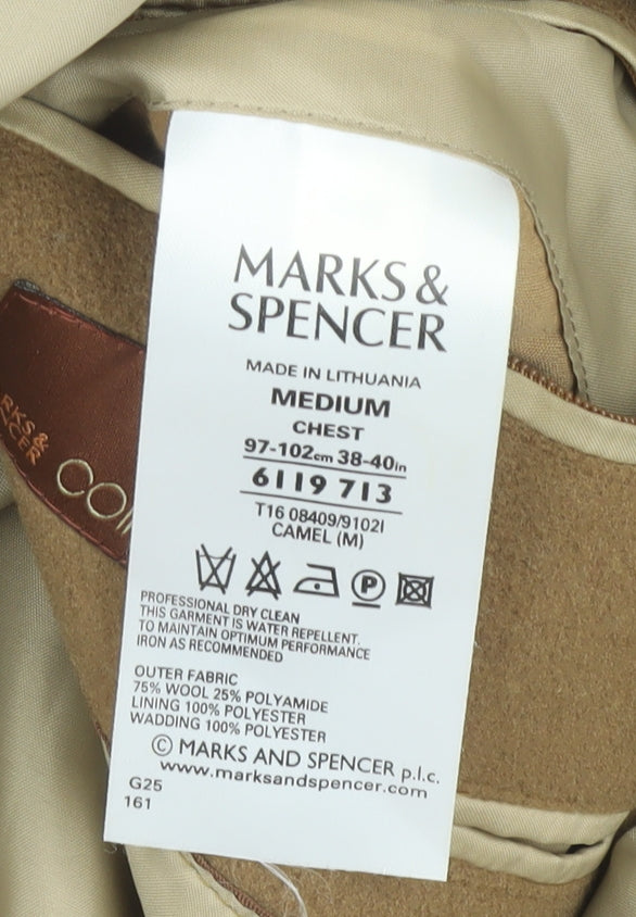 Marks & Spencer Men's Brown Wool Overcoat Medium