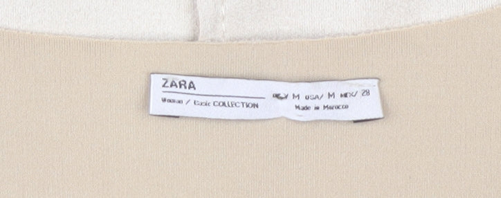 Zara Women's Beige Long Sleeve Basic Top M