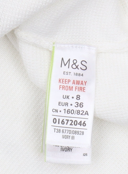 Marks & Spencer Ivory Beaded Women's Pullover Jumper Size 8