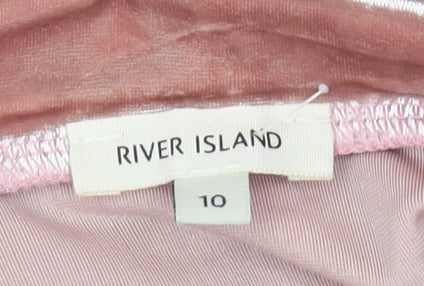 River Island Women's Pink A-Line Velvet Skirt Size 10