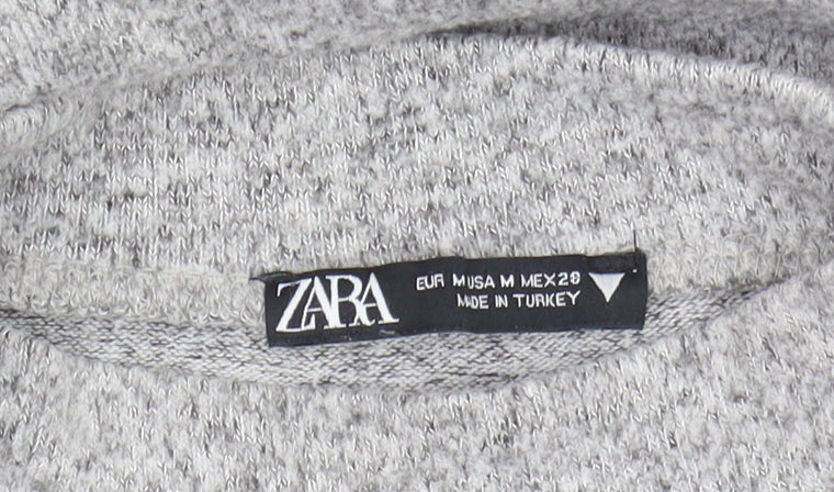 Zara Women's Grey Pullover Jumper Size M Mock Neck