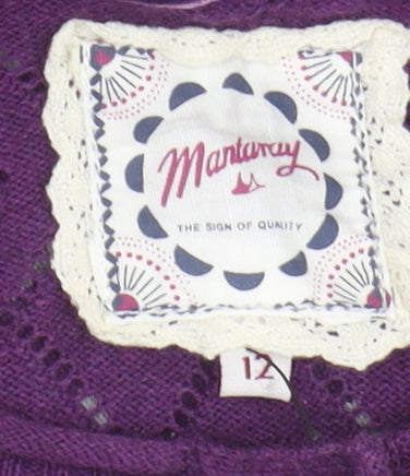 Mantaray Women's Purple Striped Cardigan Size 12