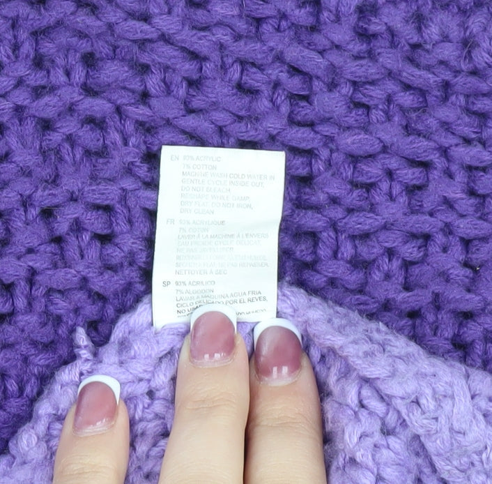 Cloth by R.D Women's Purple Chunky-Knit Pullover Jumper