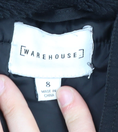 Warehouse Women's Black Parka Coat Size 8