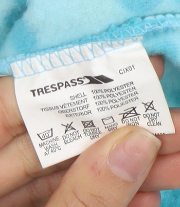 Trespass Girls Blue Floral Fleece Jacket 9-10 Years