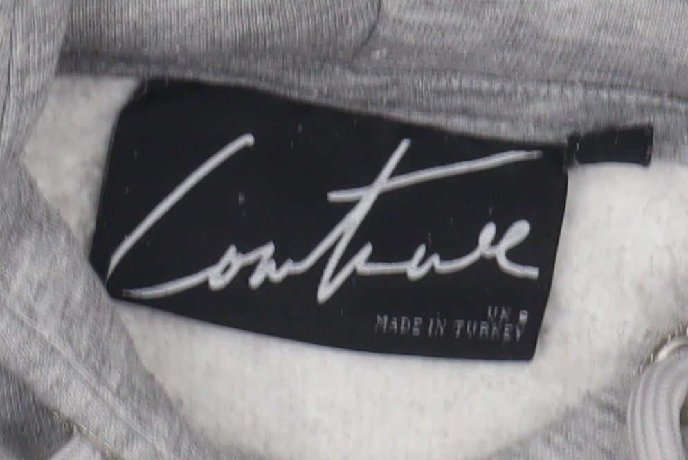 Couture Men's Grey Pullover Hoodie with Logo, Size S