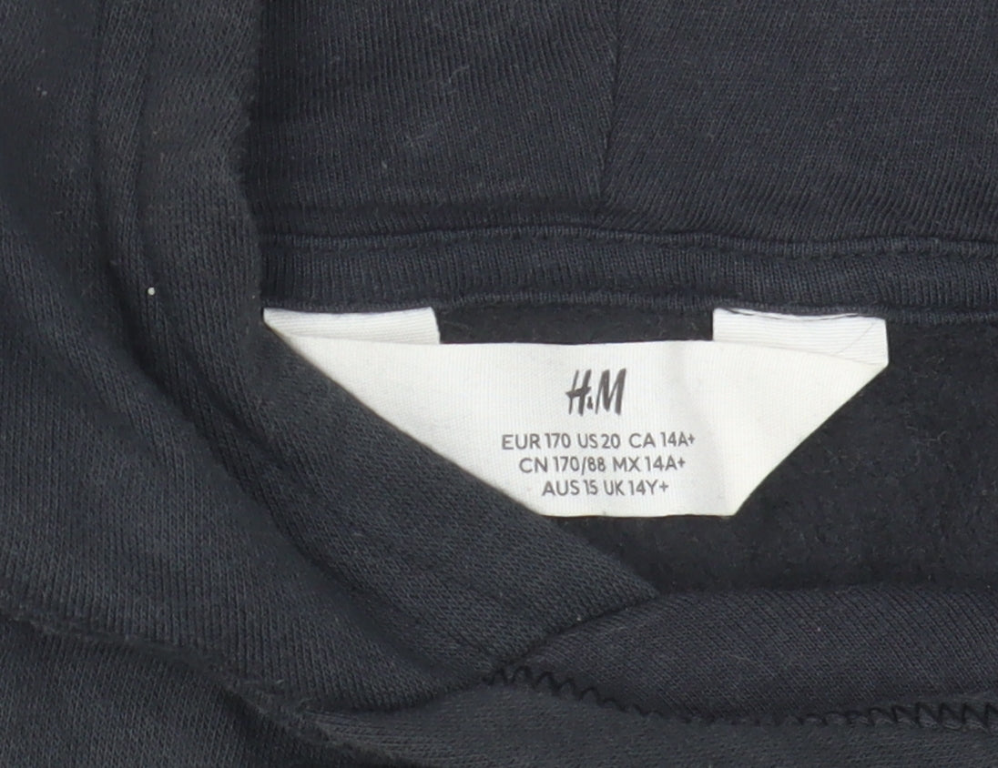 H&M Teens Black Beige Pullover Hoodie, Size 14 Plus