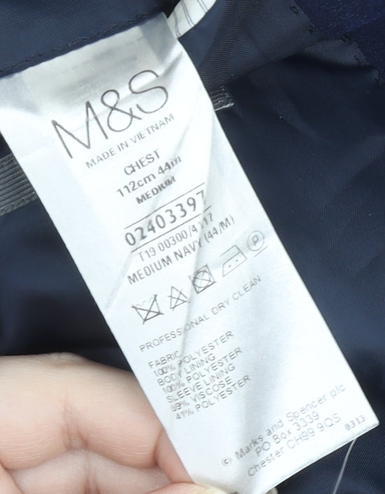 Marks and Spencer Men's Blue Blazer 44R, Two-Button