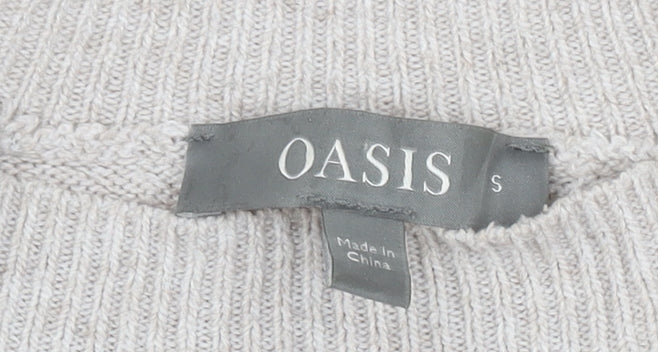 Oasis Women's Beige Heart Print Pullover Jumper - Size S