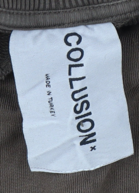 Collusion Brown High Neck Pullover Sweatshirt Men S
