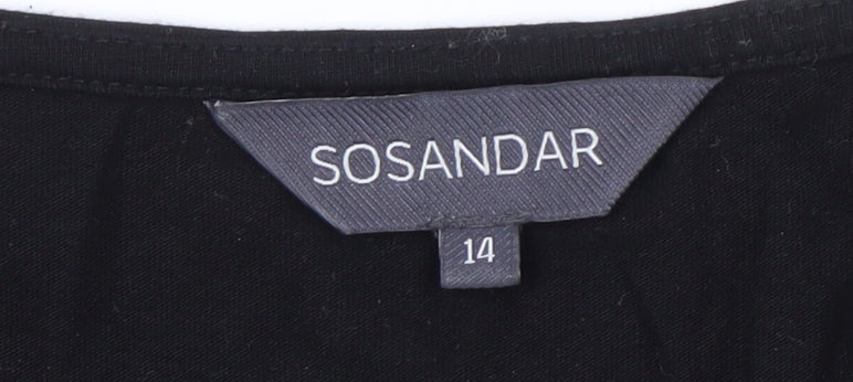 Sosandar Women's Black Beaded Blouse Size 14