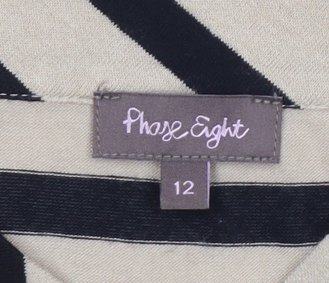 Phase Eight Women's Beige Striped Bow Blouse, Size 12