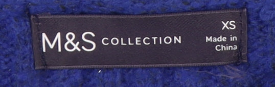 Marks & Spencer Women's Blue Hooded Pullover Jumper XS